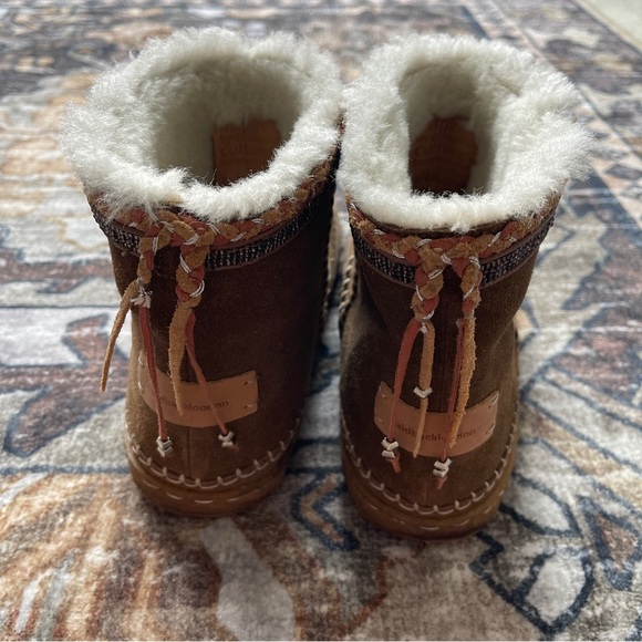 Laidbacklondon Crochet Ankle Boot Camel Suede Boots wool moccasins - Picture 3 of 8